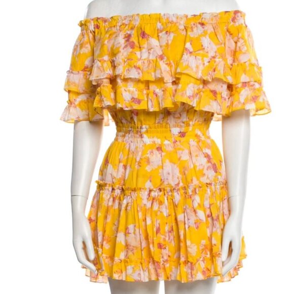 MISA Los Angeles Luella Dress In Yellow Washed Wildflower Size S - Picture 1 of 6